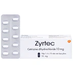Thuốc Zyrtec GSK giảm viêm mũi dị ứng, mày đay tự phát, mạn tính (1 vỉ x 10 viên)