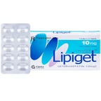 Viên nén Lipiget 10mg Getz hỗ trợ chế độ ăn kiêng trong giảm cholesterol toàn phần (1 vỉ x 10 viên)