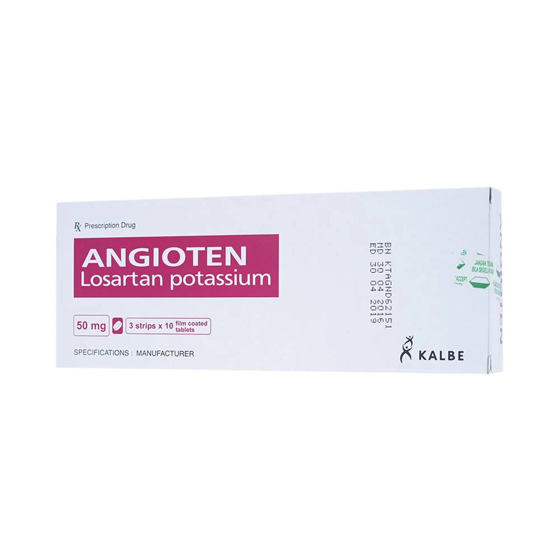 Angioten 50mg Kalbe: Thuốc điều trị tăng huyết áp (3 vỉ x 10 viên)