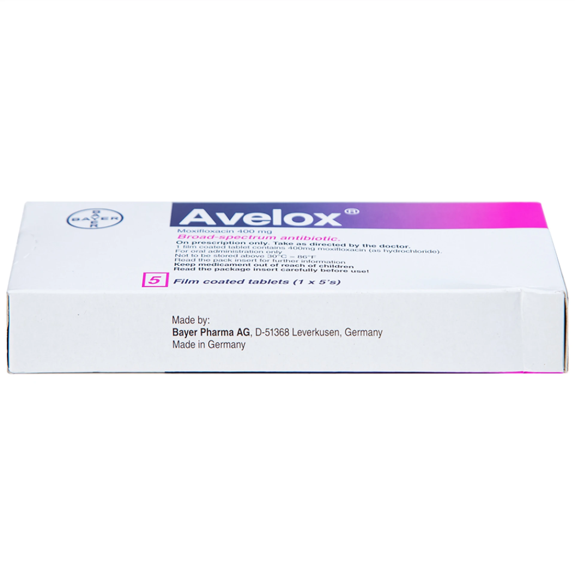 Thuốc Avelox 400mg Bayer trị bệnh nhiễm khuẩn (1 vỉ x 5 viên)