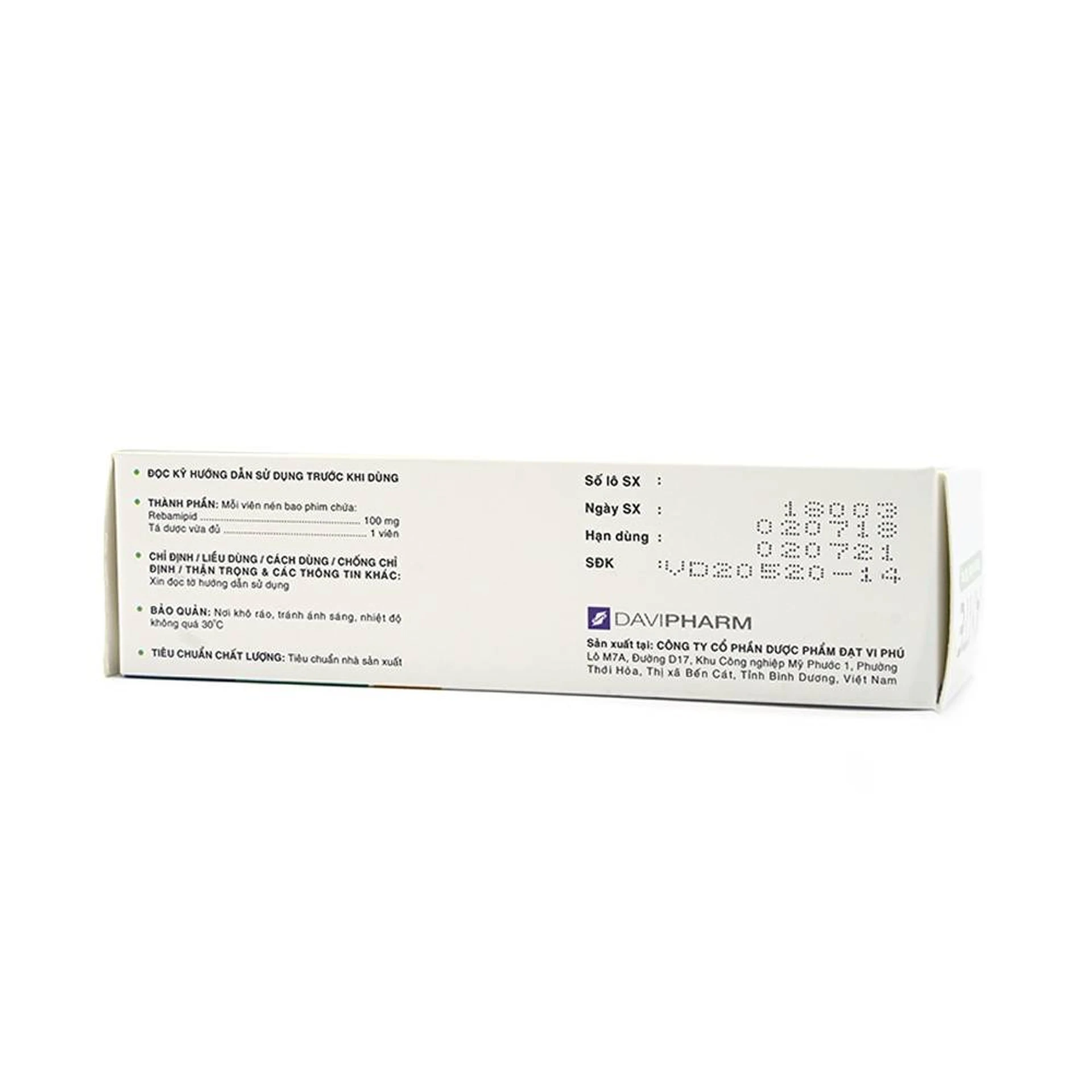 Ayite 100mg Davi Pharm: Thuốc trị loét dạ dày (6 vỉ x 10 viên)