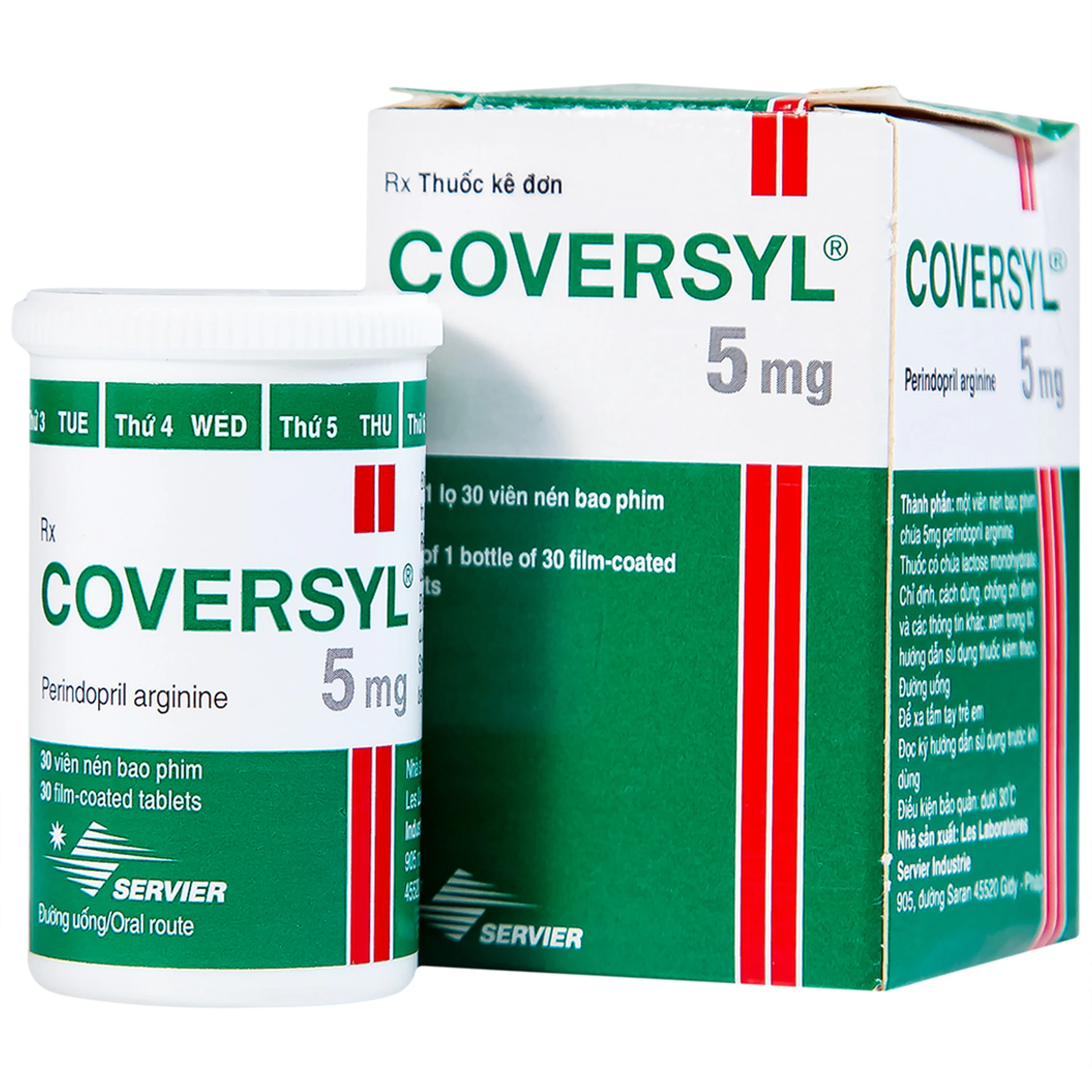 Thuốc Coversyl 5mg trị tăng huyết áp, bệnh mạch vành (30 viên)