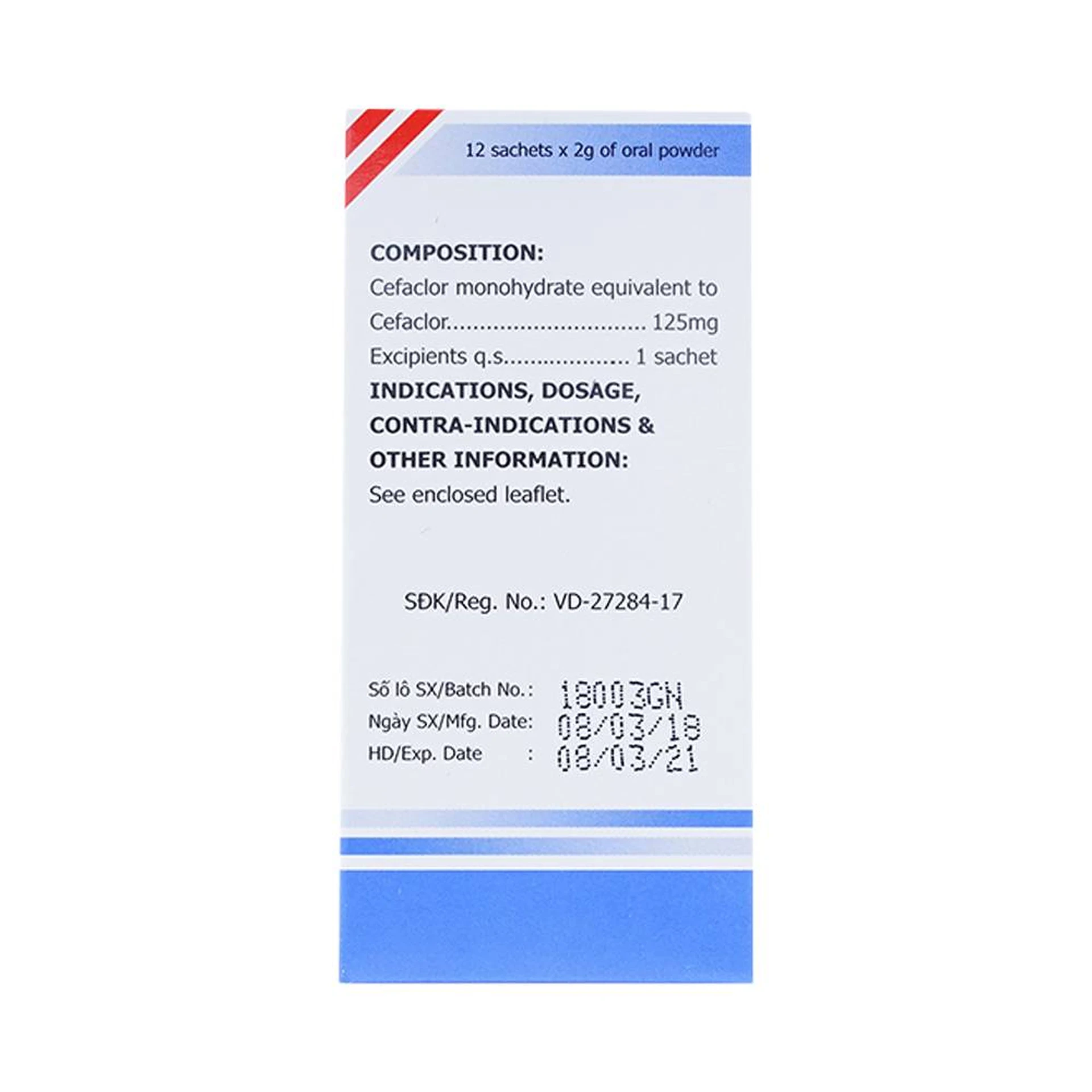 Mekocefaclor 125mg hỗ trợ điều trị viêm đường hô hấp (12 gói)