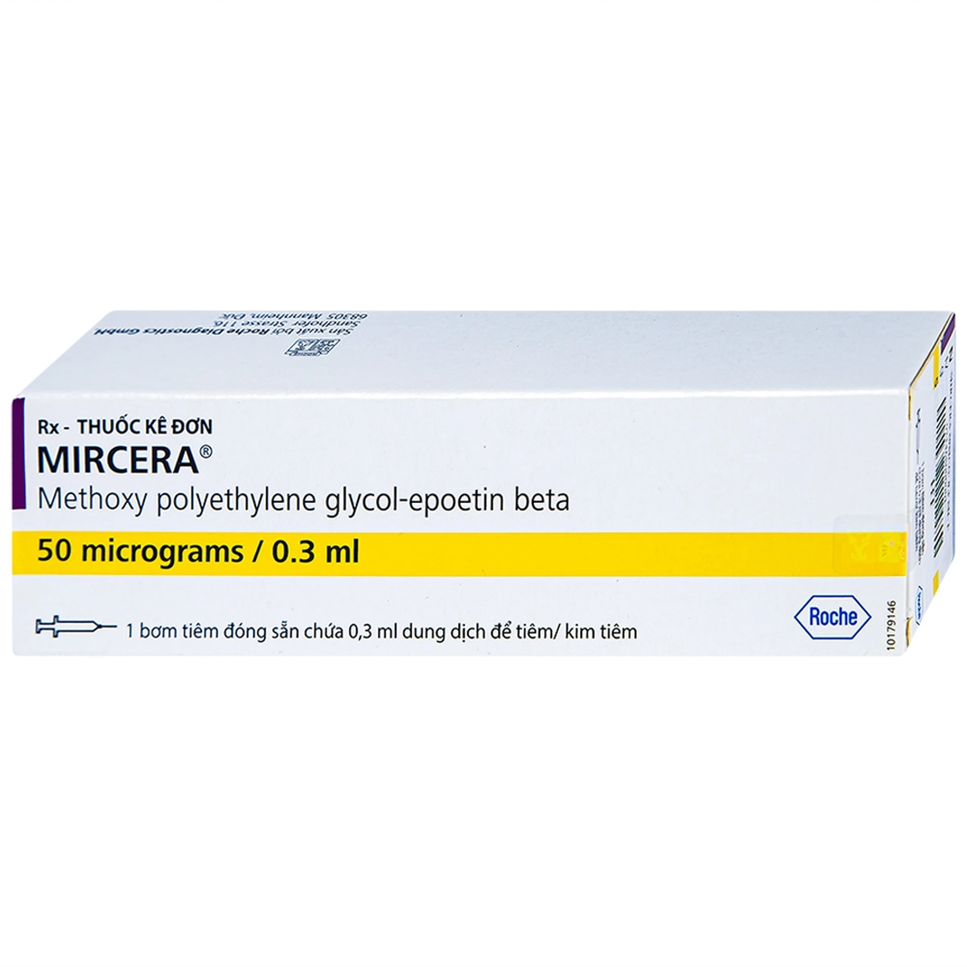 Thuốc tiêm Mircera 50mcg/0.3ml điều trị bệnh thiếu máu (1 cây)