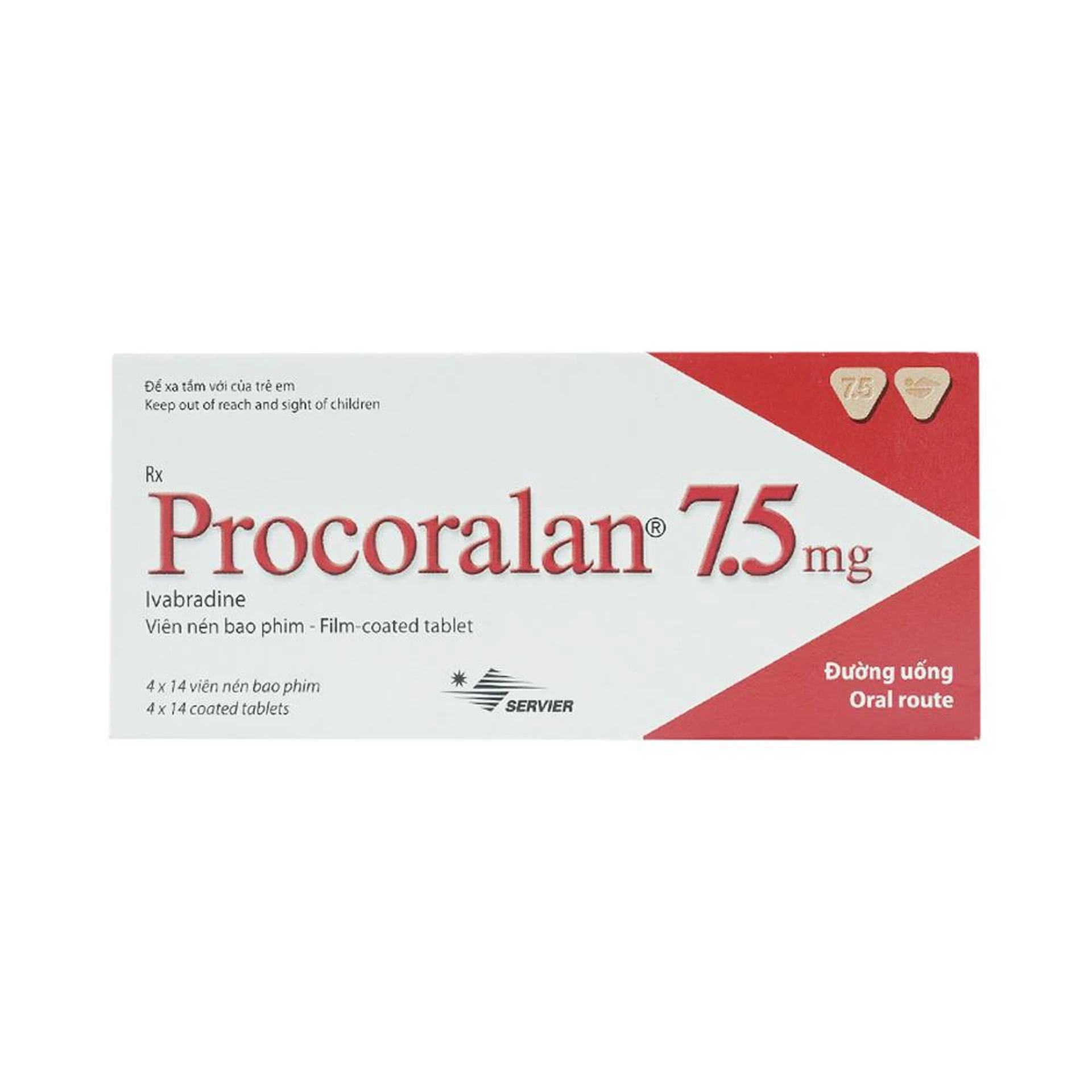 Thuốc Procoralan 7.5mg điều trị đau thắt ngực (4 vỉ x 14 viên)