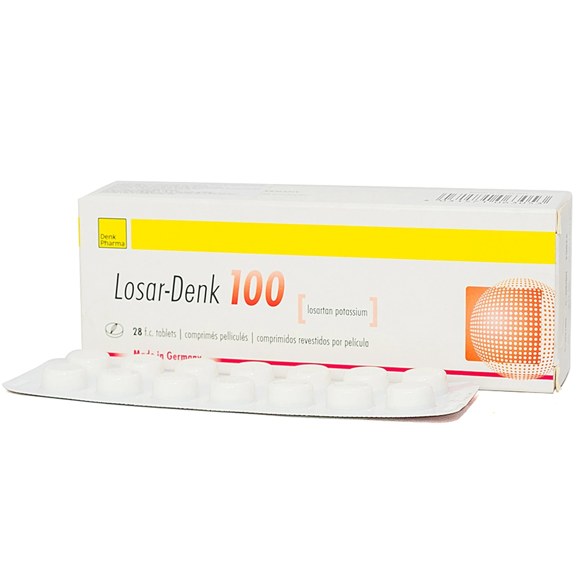 Thuốc Losar-Denk 100 điều trị tăng huyết áp, suy tim (Hộp 28 viên)