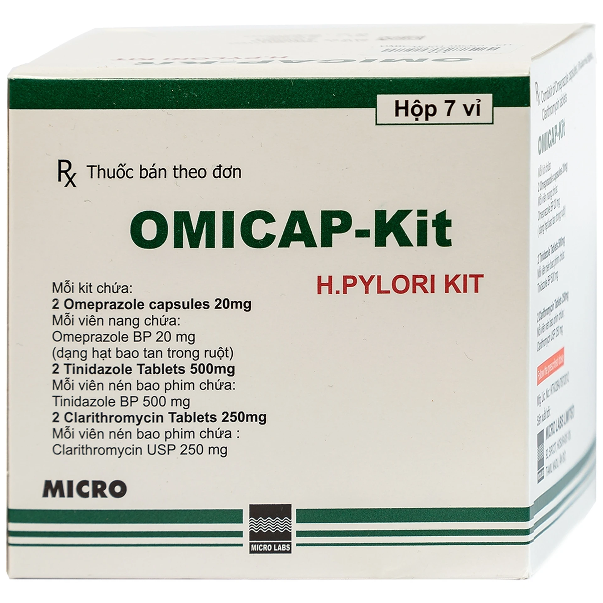 Thuốc Omicap - Kit Micro điều trị viêm loét dạ dày (Hộp 7 vỉ)