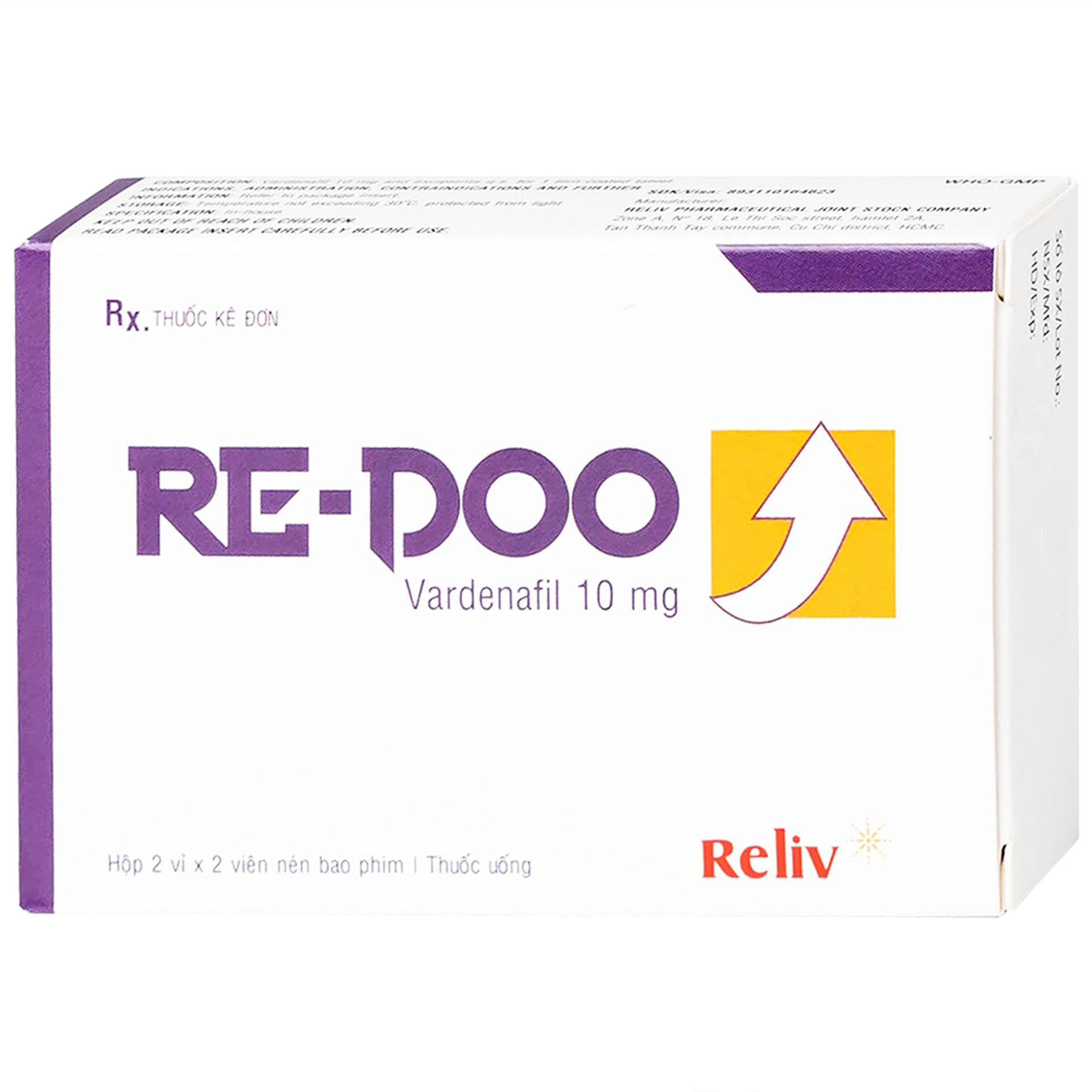 Thuốc Re-Doo 10mg Reliv điều trị rối loạn chức năng cương dương (2 vỉ x ...