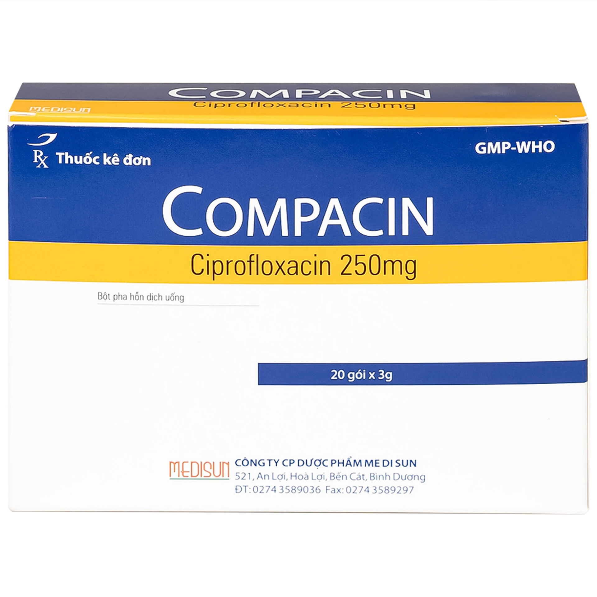 Bột pha hỗn dịch uống Compacin 250mg Medisun dùng cho các nhiễm khuẩn ...