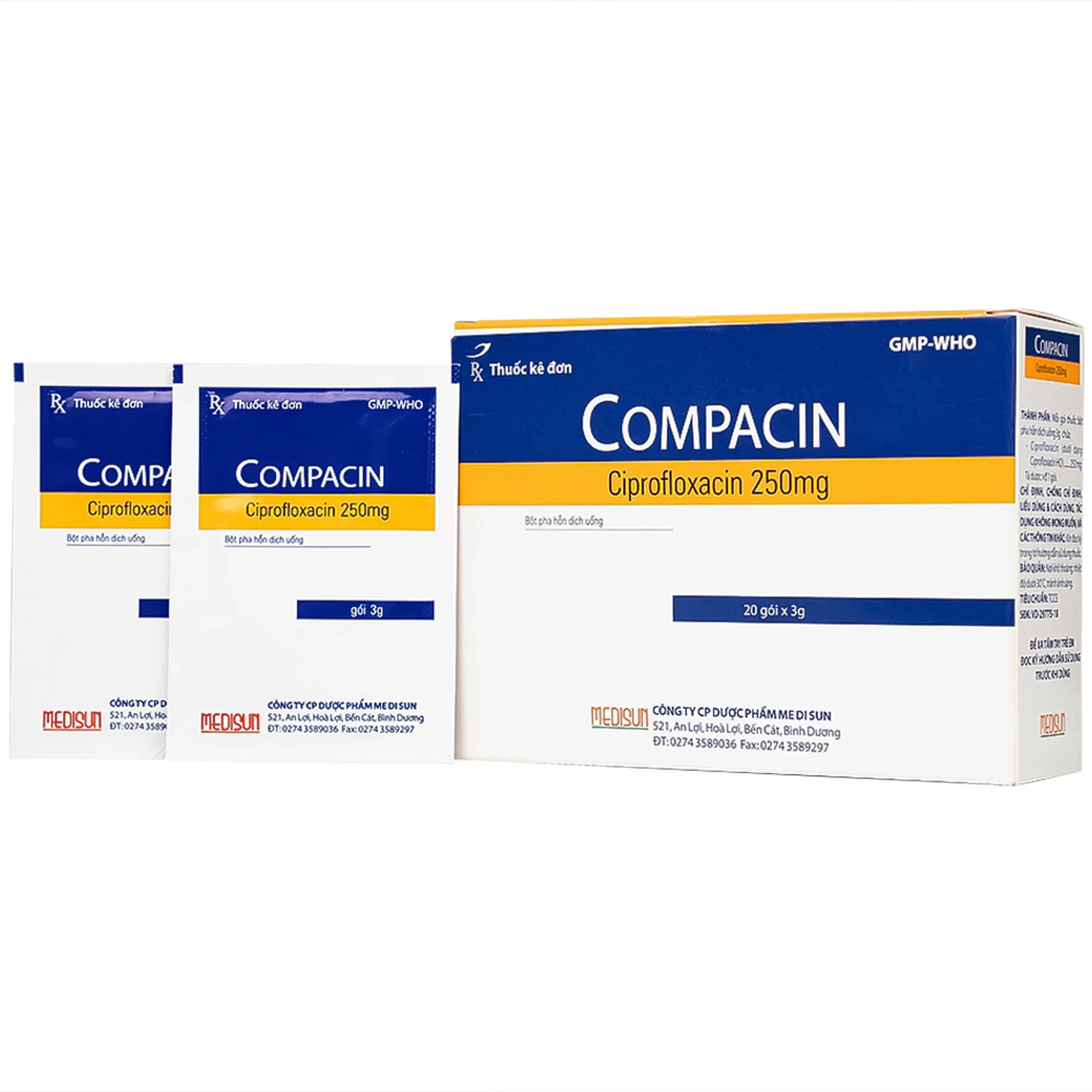 Bột pha hỗn dịch uống Compacin 250mg Medisun dùng cho các nhiễm khuẩn ...
