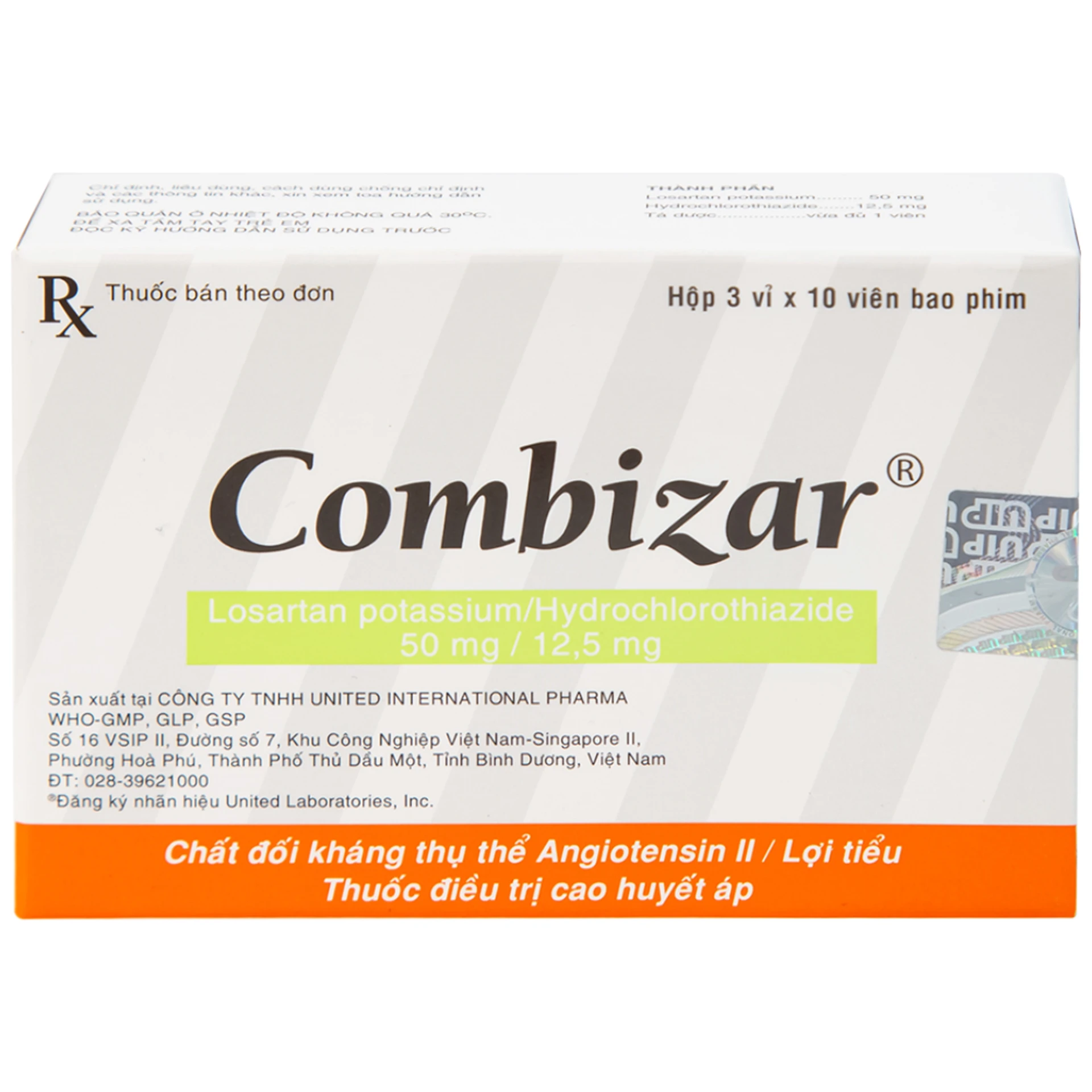 Combizar 62,5mg hộp 30 viên trị cao huyết áp