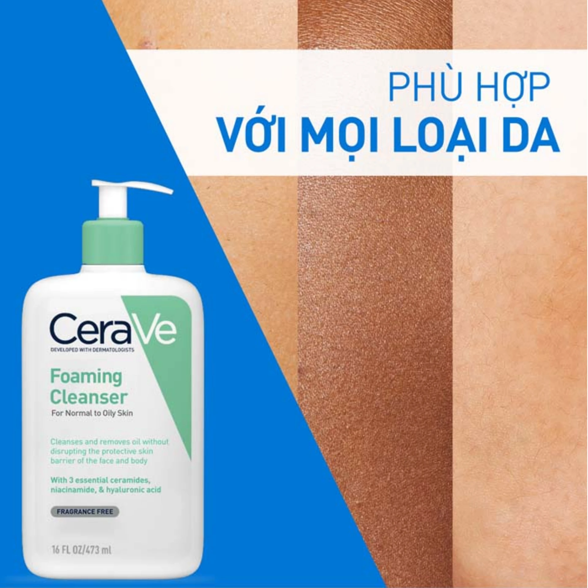 Sữa rửa mặt Cerave Foaming Cleanser 473ml cho da dầu