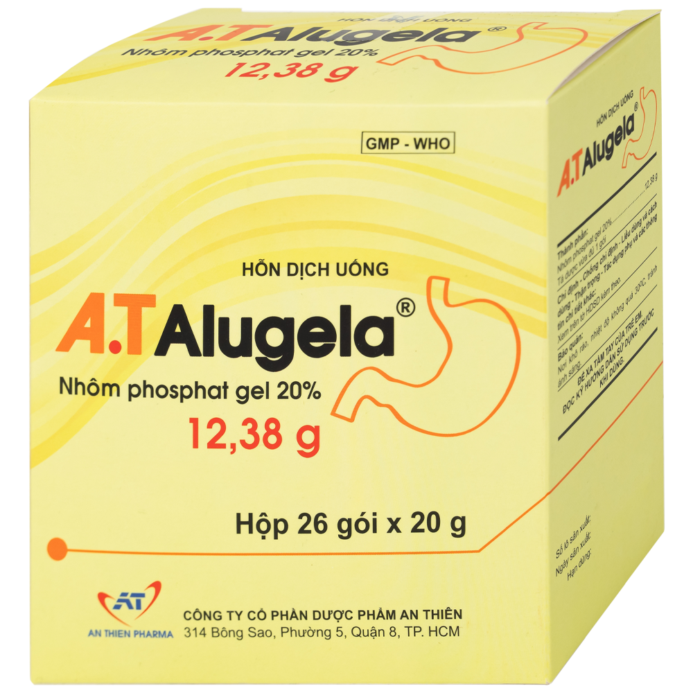 Hình ảnh Hỗn dịch thuốc A.T Alugela An Thiên điều trị viêm thực quản, viêm dạ dày cấp và mạn tính (26 gói x 20g)