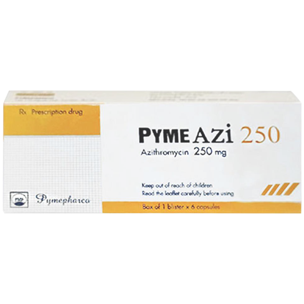Hình ảnh Thuốc PymeAZI 250 Pymepharco điều trị nhiễm khuẩn đường hô hấp trên, viêm xoang (1 vỉ x 6 viên)