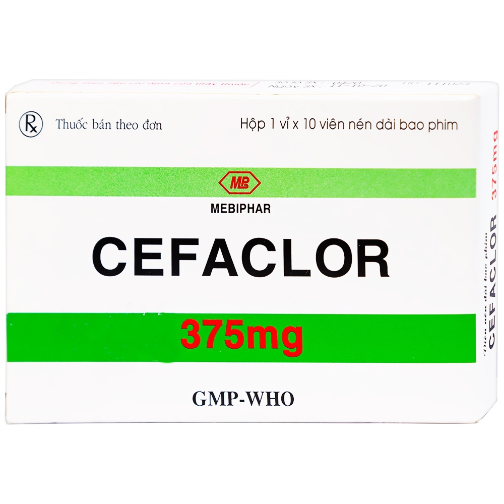 Hình ảnh Thuốc Cefaclor 375mg Mebiphar điều trị nhiễm khuẩn đường hô hấp (1 vỉ x 10 viên)