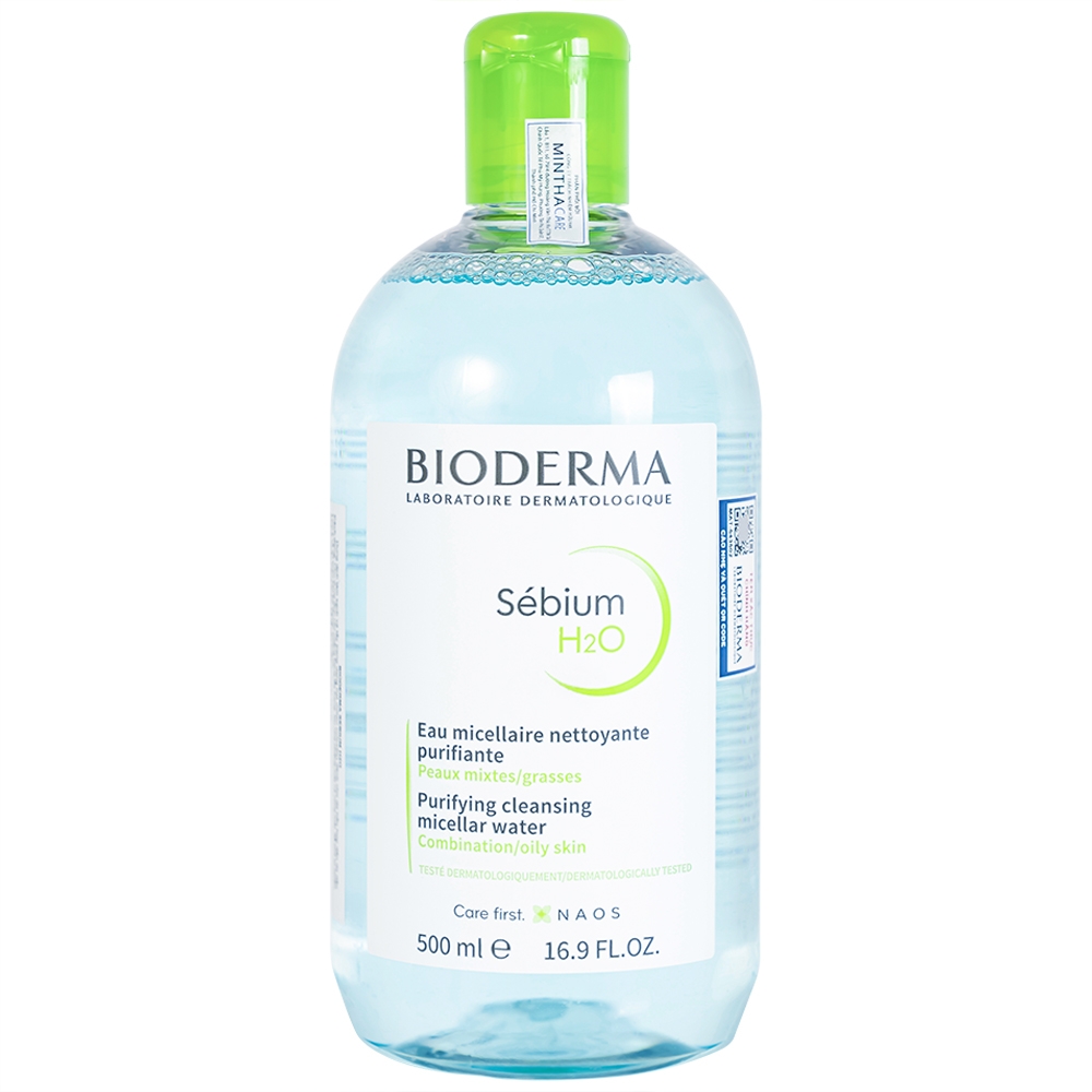Hình ảnh Dung dịch Bioderma Sebium H2O dạng hạt mixen (micelle) dùng tẩy trang dành cho da hỗn hợp, da dầu (500ml)