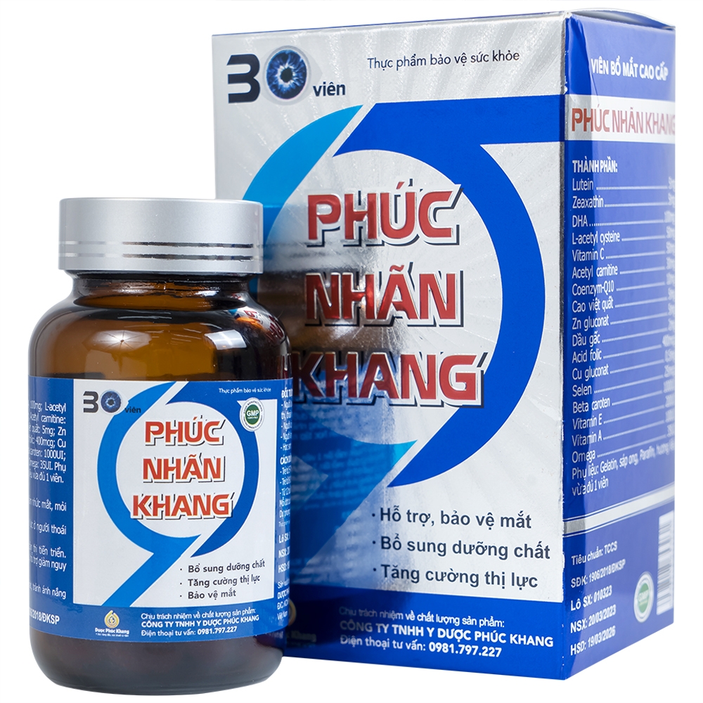 Hình ảnh Viên bổ mắt cao cấp Phúc Nhãn Khang hỗ trợ giúp tăng cường thị lực (1 lọ x 30 viên)