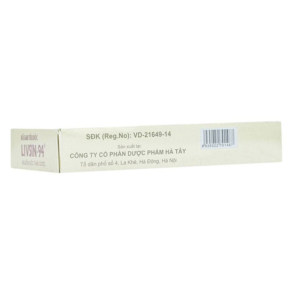 Hình ảnh Viên nén Livsin-94 Hà Tây điều trị viêm gan cấp và mãn tính, suy gan (2 vỉ x 20 viên)