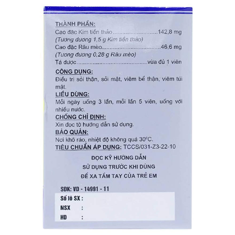 Hình ảnh Viên nén Kimraso Forifarm điều trị sỏi thận, sỏi mật, viêm bể thận, viêm túi mật (60 viên)