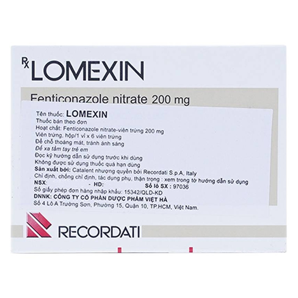 Hình ảnh Viên đặt âm đạo Lomexin 200mg điều trị nhiễm nấm Candida âm hộ - âm đạo (1 vỉ x 6 viên)