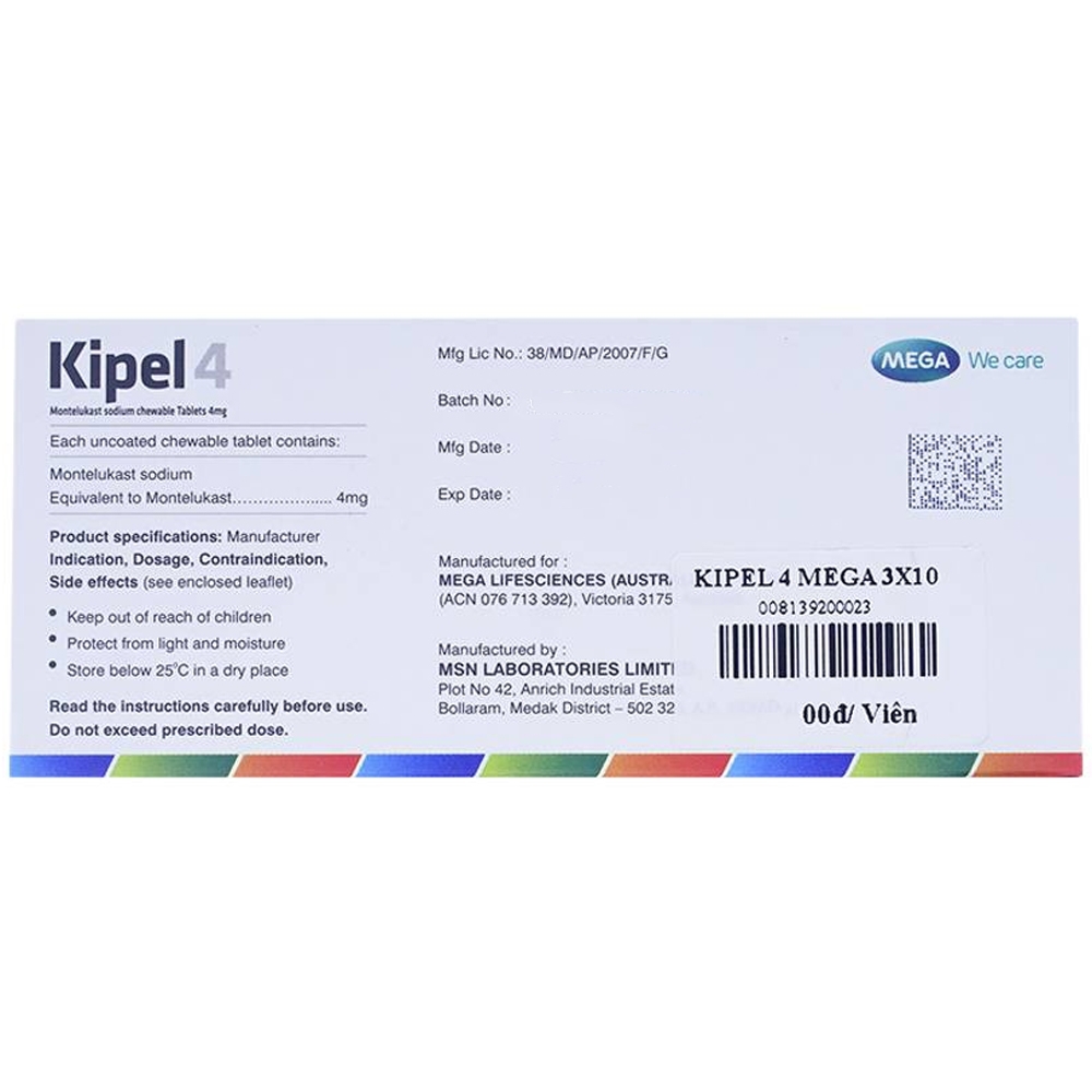 Hình ảnh Viên nhai Kipel 4 MEGA We Care dự phòng và điều trị hen phế quản mạn tính, viêm mũi dị ứng (3 vỉ x 10 viên)