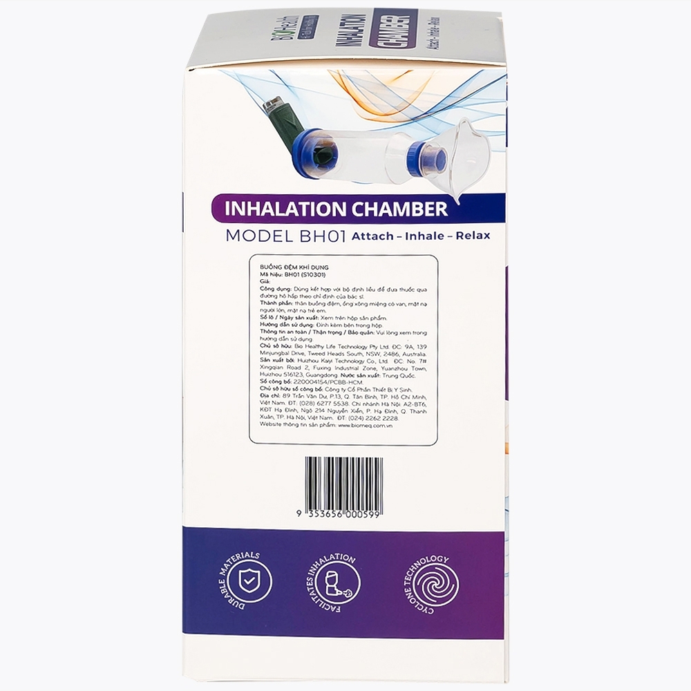 Hình ảnh Buồng đệm khí dung Inhalation Chamber BH01 220ml Biohealth đưa thuốc vào bằng đường hô hấp