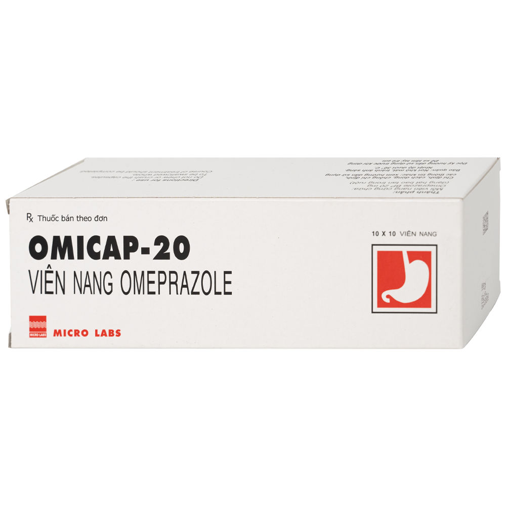 Hình ảnh Thuốc Omicap-20 Micro điều trị loét tá tràng và dạ dày, hội chứng Zollinger – Ellison, trào ngược thực quản (10 vỉ x 10 viên)