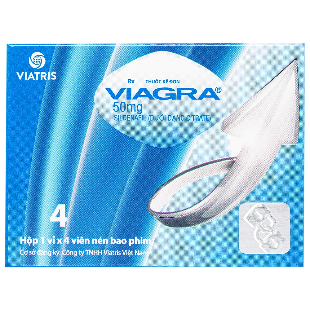 Hình ảnh Thuốc Viagra 50mg Viatris điều trị rối loạn cương dương (1 vỉ x 4 viên)