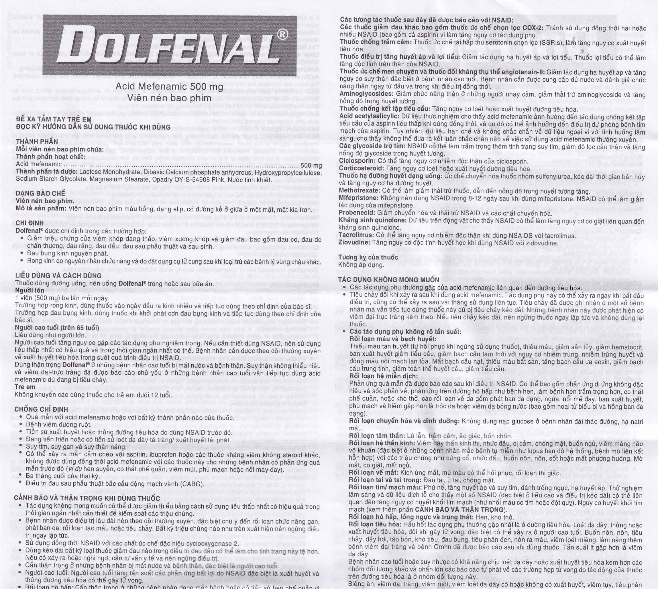 Hình ảnh Thuốc Dolfenal United giảm đau bụng kinh, đau răng, đau do chấn thương (25 vỉ x 4 viên)