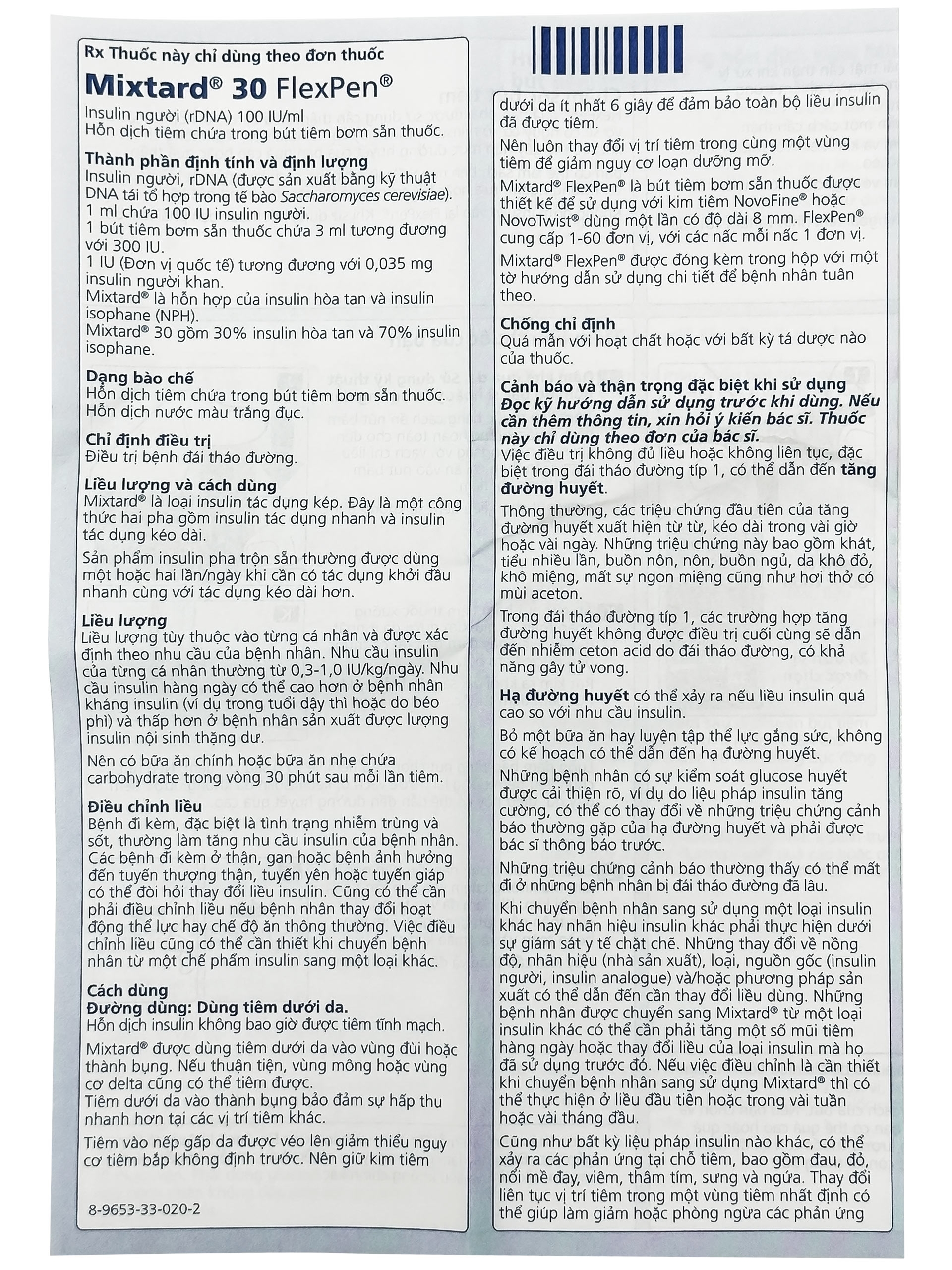 Hình ảnh Bút tiêm Mixtard 30 Flexpen 100 IU/ml Novo Nordisk điều trị bệnh đái tháo đường (5 cây x 3ml)