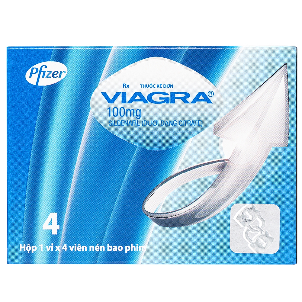 Hình ảnh Thuốc Viagra 100mg Viatris điều trị rối loạn cương dương (1 vỉ x 4 viên)