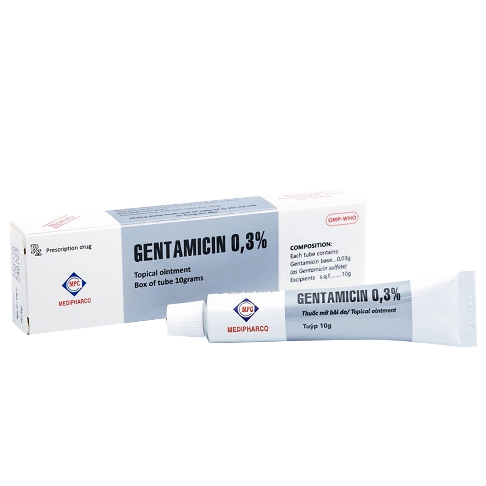 Hình ảnh Thuốc mỡ bôi da Gentamicin 0.3% Medipharco điều trị nhiễm khuẩn da (10g)
