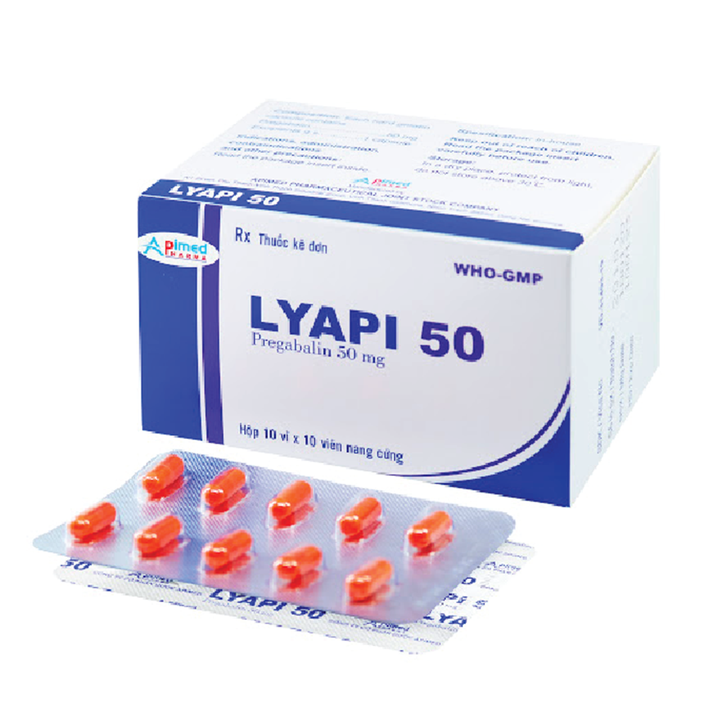 Hình ảnh Thuốc Lyapi 50 Apimed điều trị đau thần kinh, động kinh và rối loạn lo âu toàn thể (10 vỉ x 10 viên)