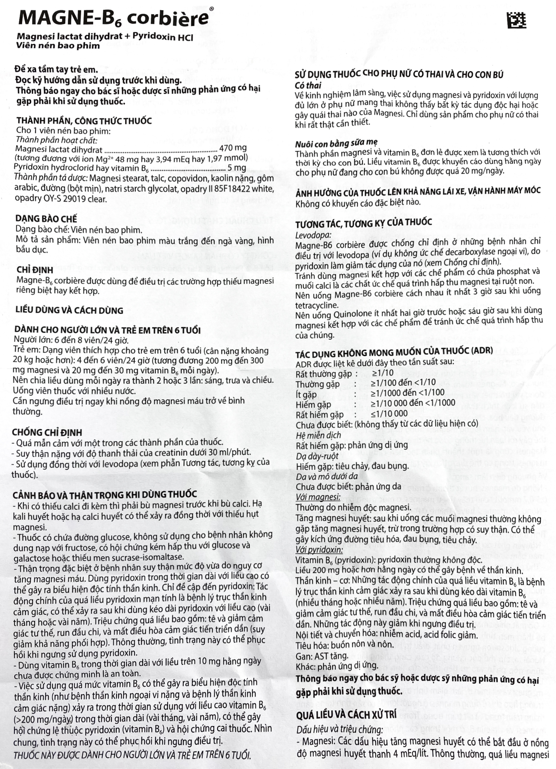 Hình ảnh Viên nén Magne-B6 Corbière Sanofi điều trị thiếu magnesi riêng biệt hay kết hợp (5 vỉ x 10 viên)