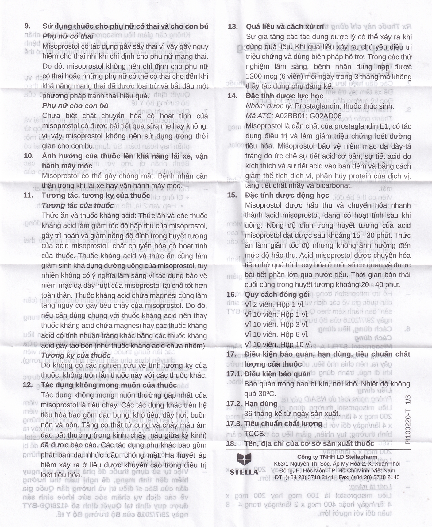 Hình ảnh Viên nén Misoprostol Stella 200mcg giảm nguy cơ loét dạ dày (3 vỉ x 10 viên)