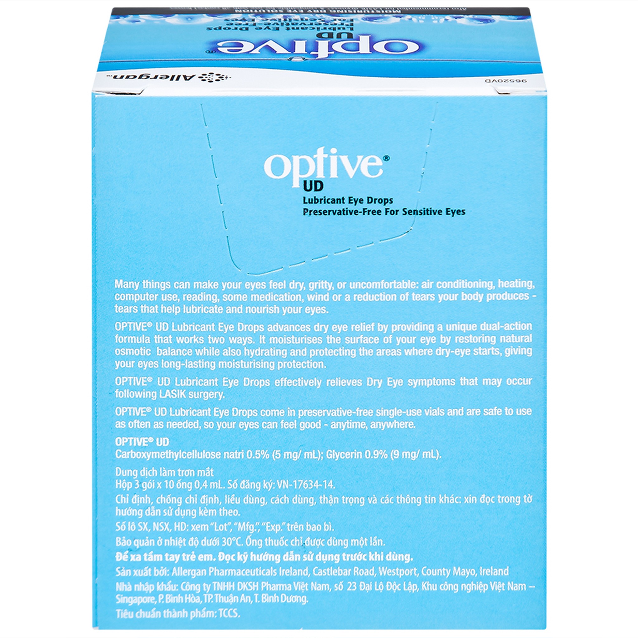 Dung dịch Optive Ud 0.4ml 30 ống bôi trơn khô mắt
