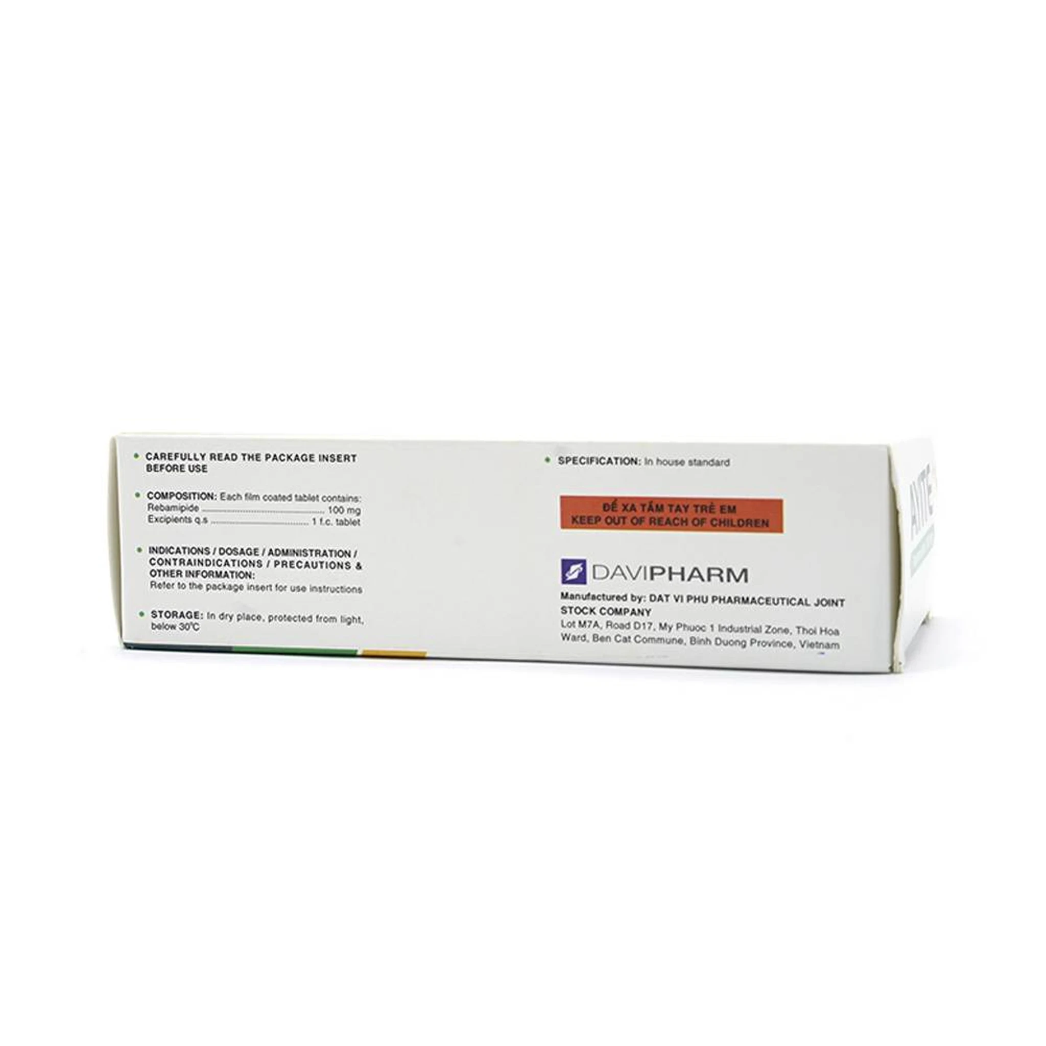 Ayite 100mg Davi Pharm: Thuốc trị loét dạ dày (6 vỉ x 10 viên)