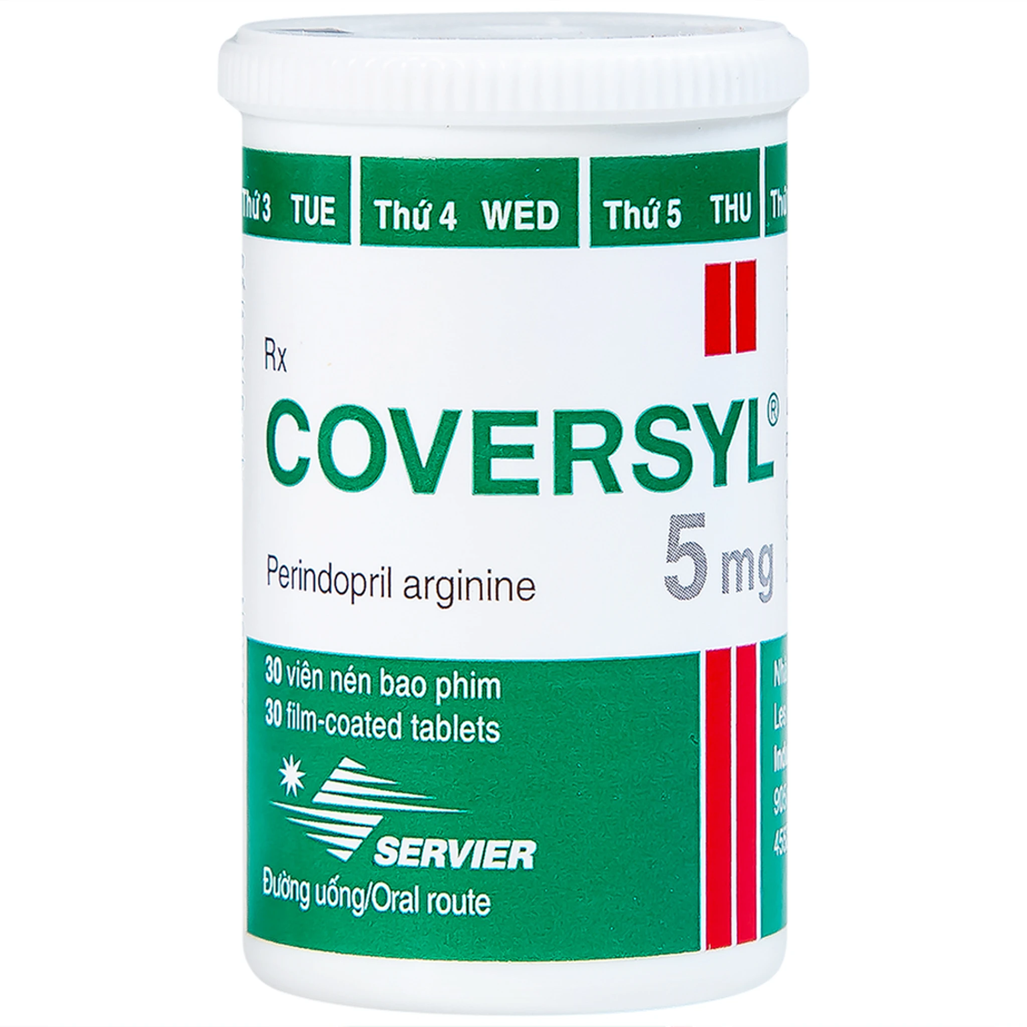 Thuốc Coversyl 5mg trị tăng huyết áp, bệnh mạch vành (30 viên)