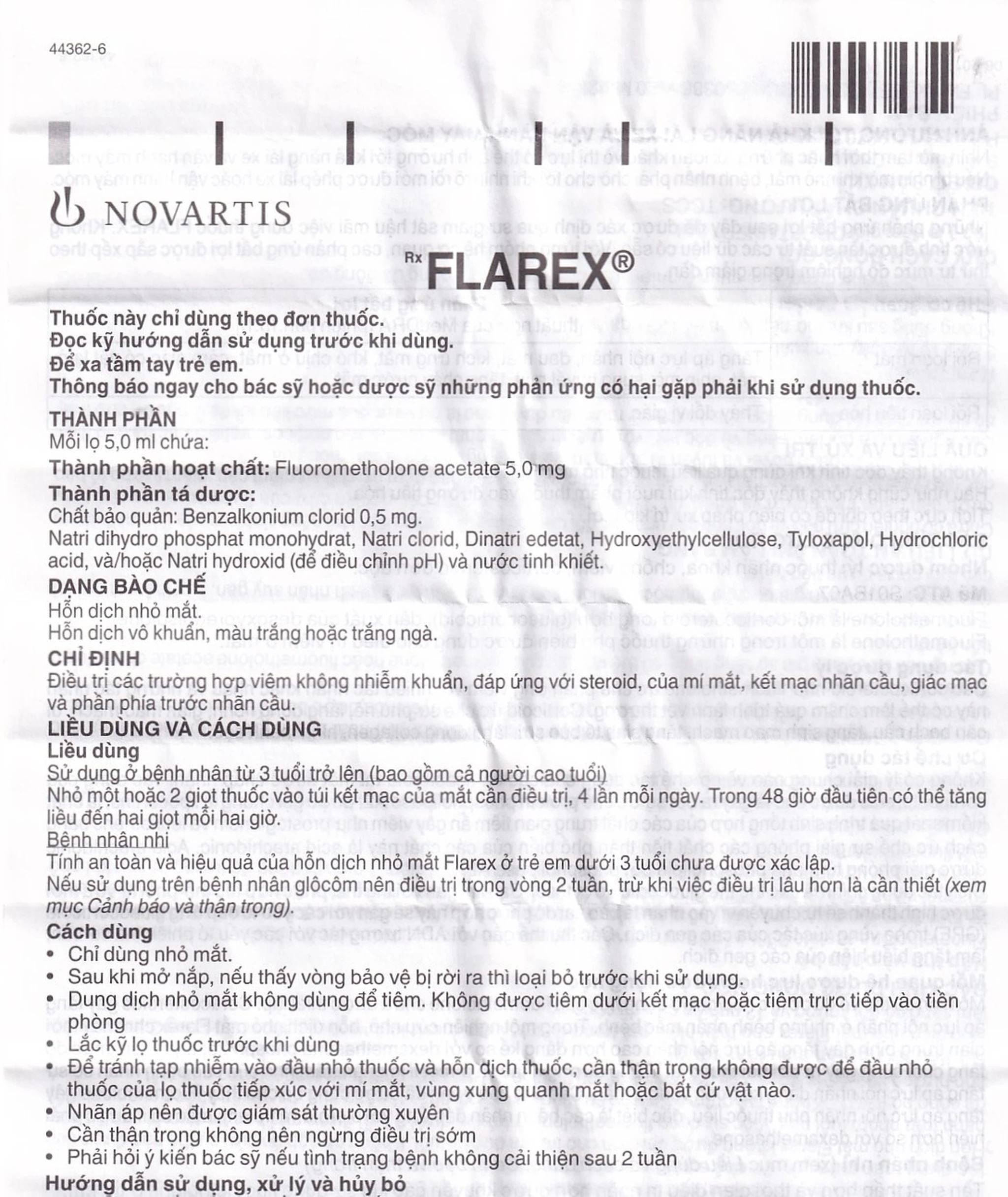 Dung dịch nhỏ mắt Flarex trị viêm không nhiễm khuẩn (5ml)