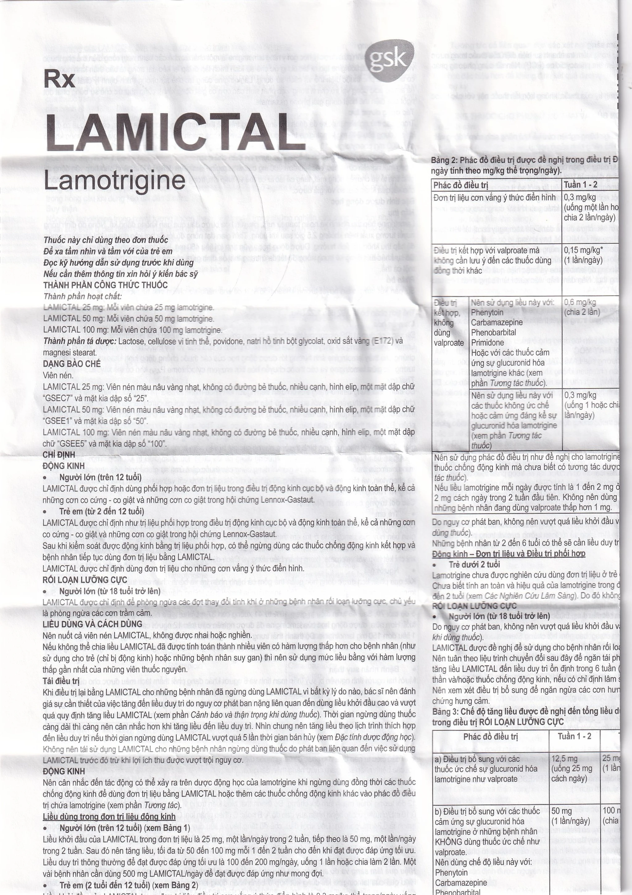 Thuốc Lamictal 50mg Gsk điều trị động kinh hộp 30 viên