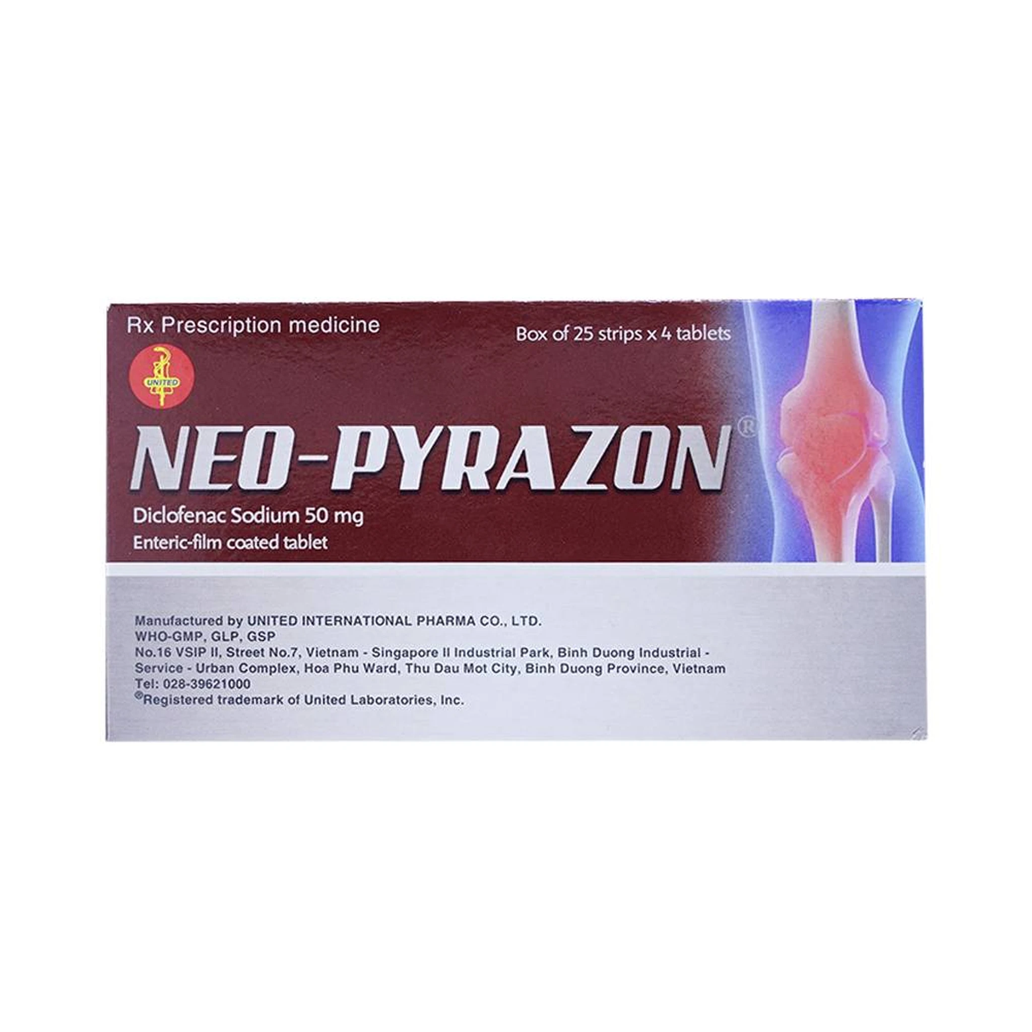 Thuốc Neopyrazon 50mg United giúp giảm đau, hạ sốt (100 viên)