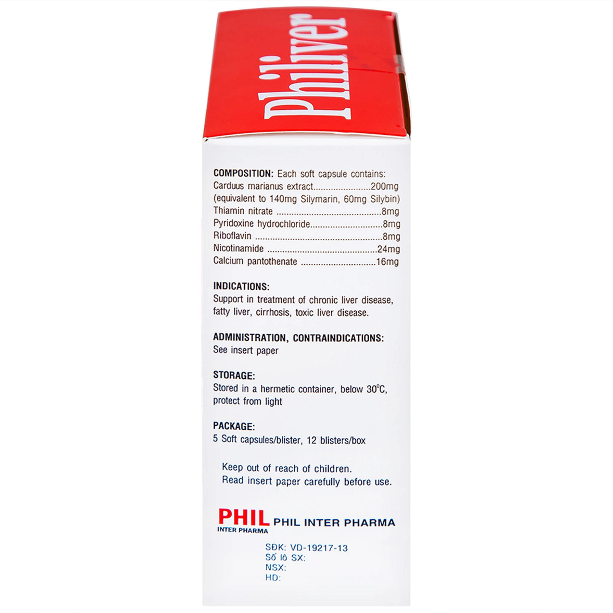 Thuốc Philiver 200mg trị bệnh gan nhiễm mỡ, xơ gan (12 vỉ x 5 viên)