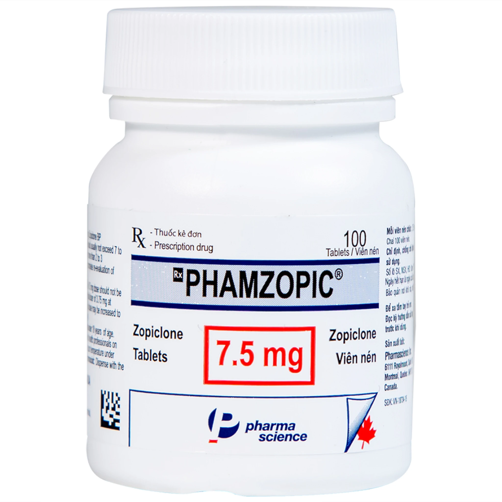 Thuốc Phamzopic 7.5mg Pharmascience Inc trị rối loạn giấc ngủ