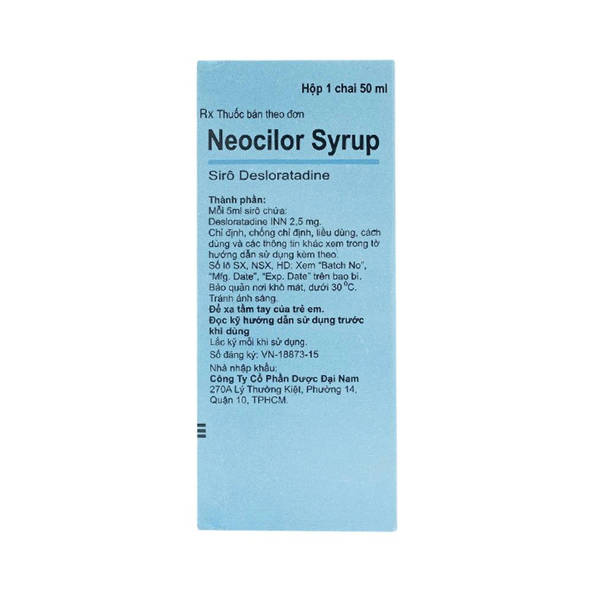 Neocilor Syrup chai 50Ml trị viêm mũi dị ứng theo mùa
