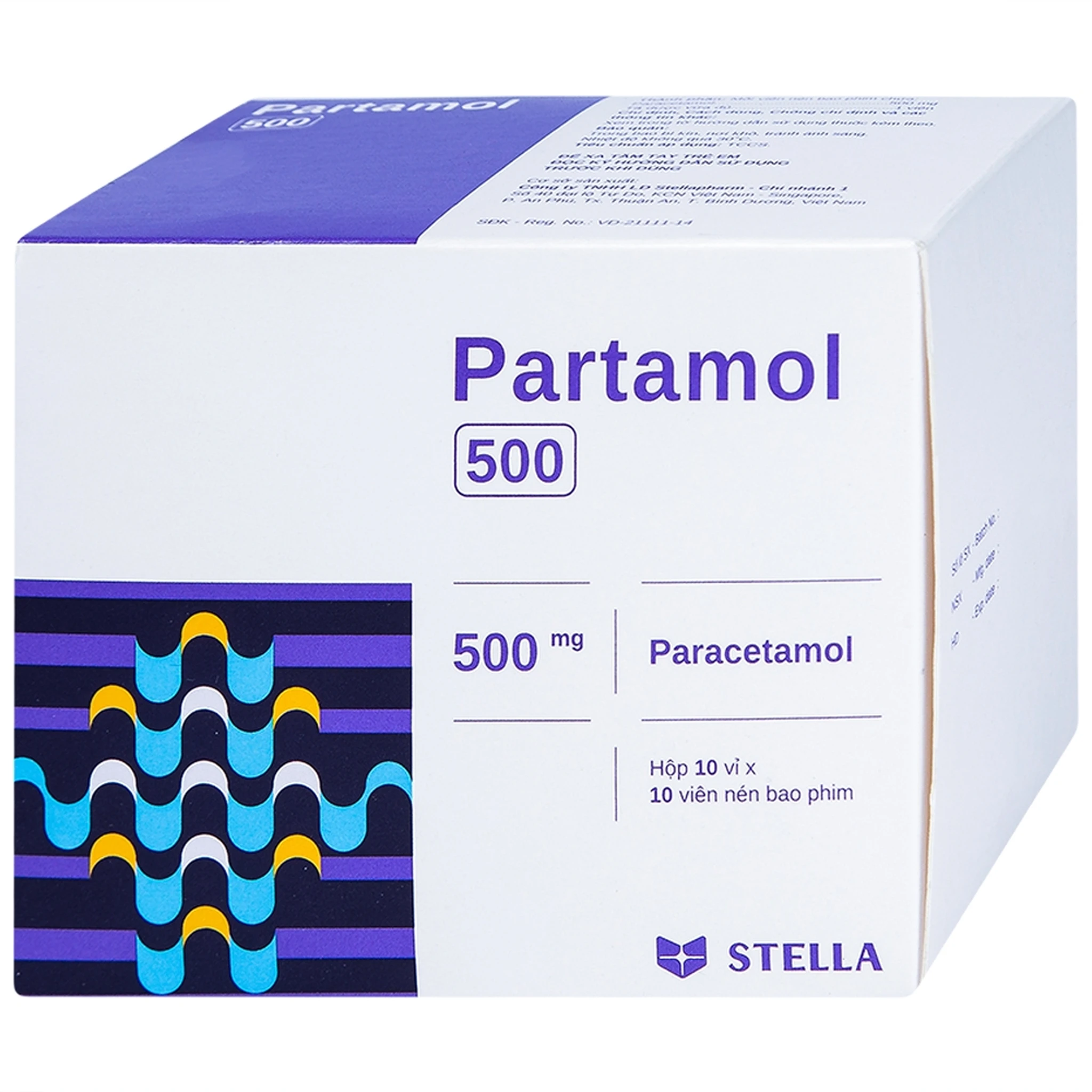 Thuốc Partamol 500mg giảm cơn đau nhẹ đến trung bình (100 viên)