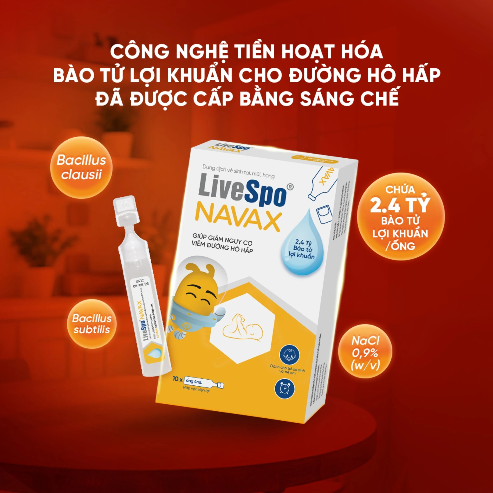 Dung dịch vệ sinh tai mũi họng Livespo Navax (10 ống x 4ml)
