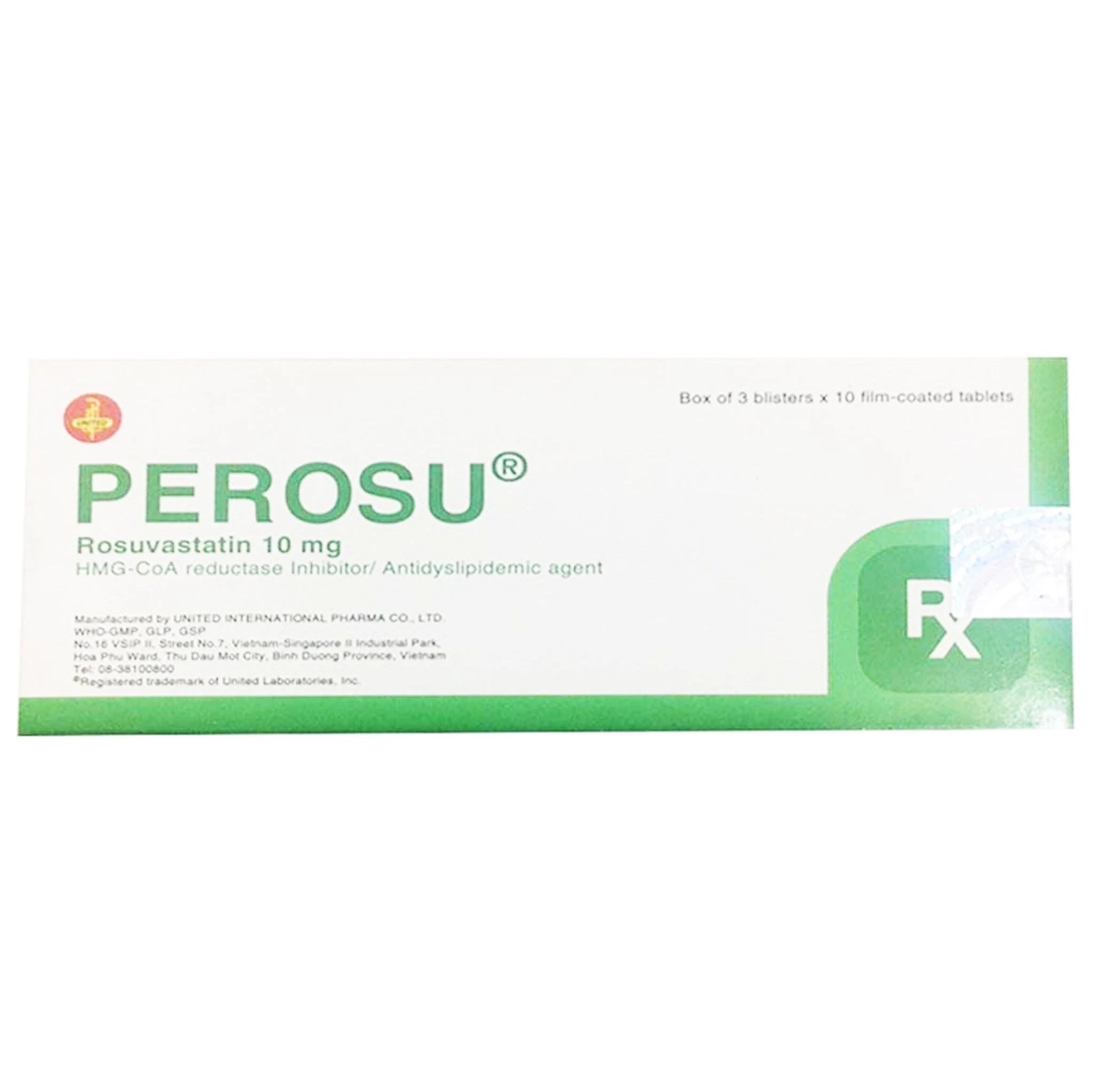 Thuốc Perosu 10mg United làm hạ cholesterol máu, giảm mỡ máu (3 vỉ x 10 ...