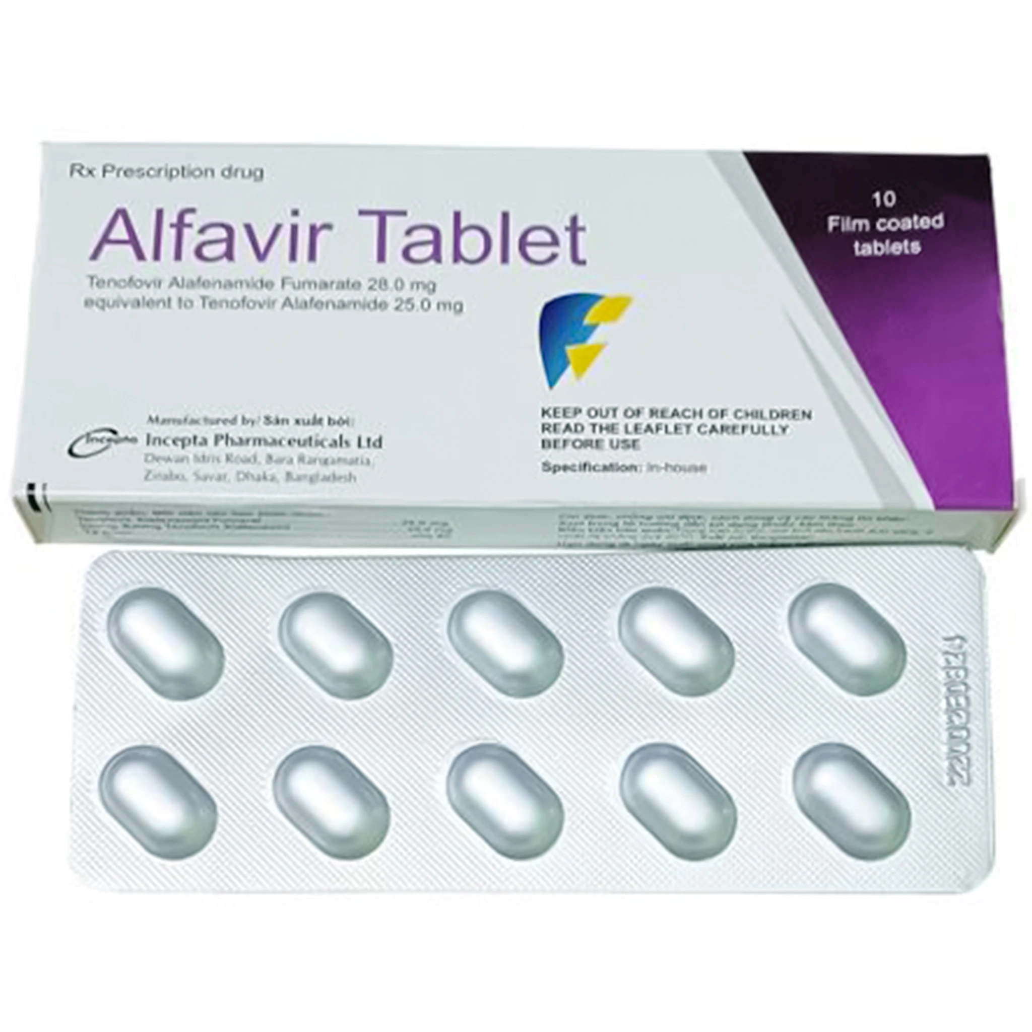 Thuốc Alfavir Tablet Incepta điều trị viêm gan B mạn tính (1 vỉ x 10 ...