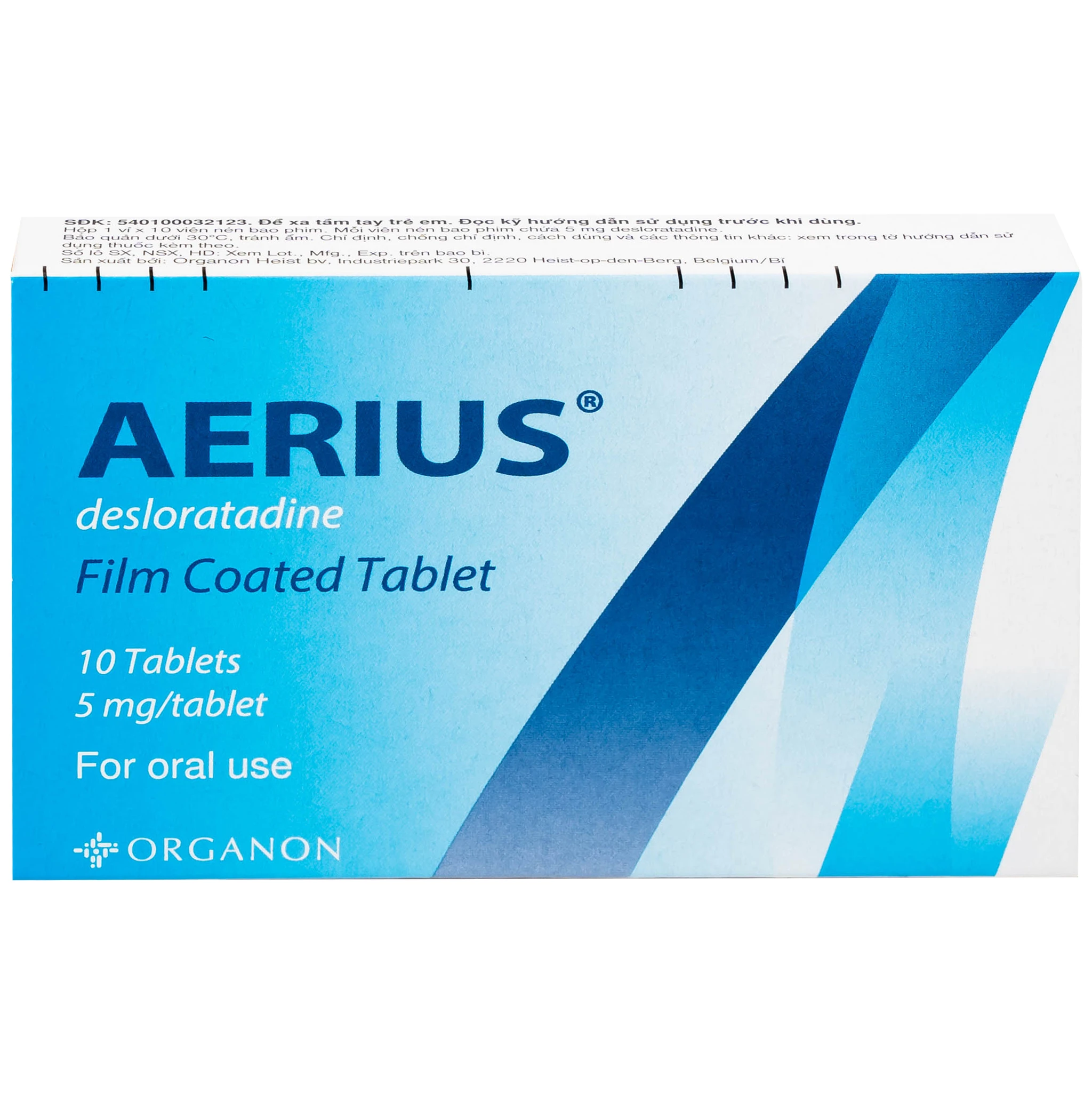 Thuốc Aerius 5mg giảm viêm mũi dị ứng, mày đay (1 vỉ x 10 viên)