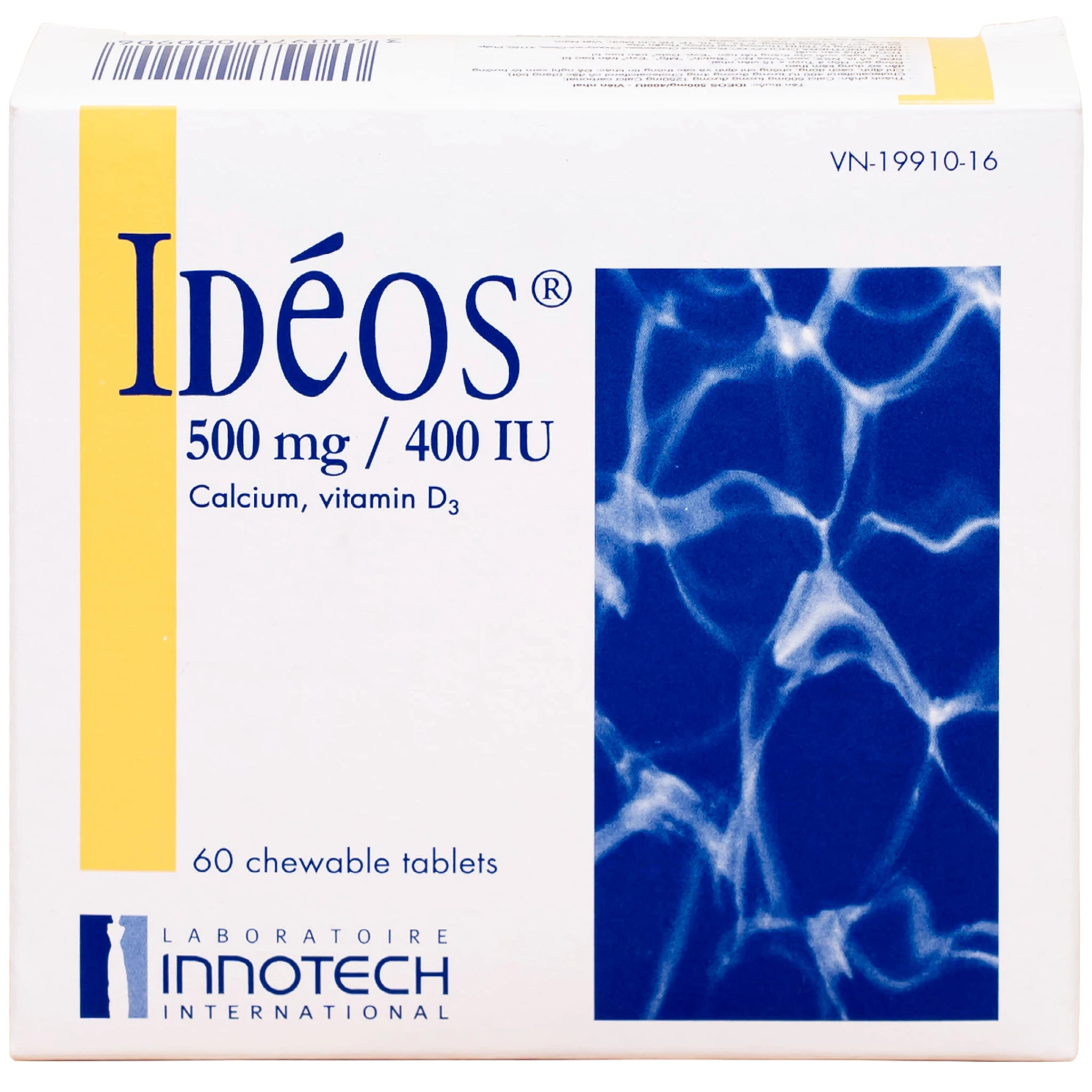 Idéos 500mg/400IU: Viên nhai bổ sung viamin D và canxi